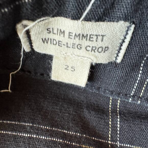 Madewell Slim Emmett Wide Leg Pants Women's 25 Black Check Cropped Cotton - Picture 3 of 10